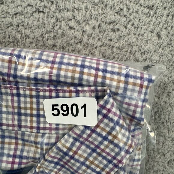 David Donahue Shirt Men's XXL Plaid Long Sleeve Button Up Dress Performance - Picture 9 of 9